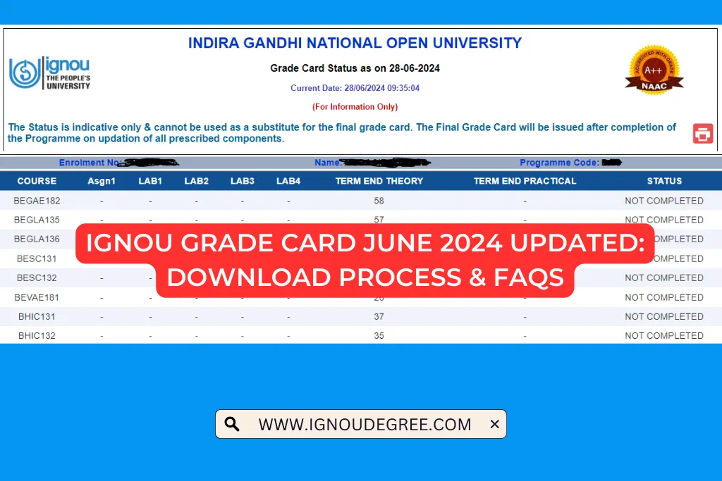 IGNOU Grade Card June 2024