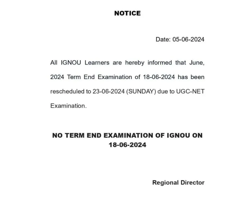 IGNOU June Exam Rescheduled
