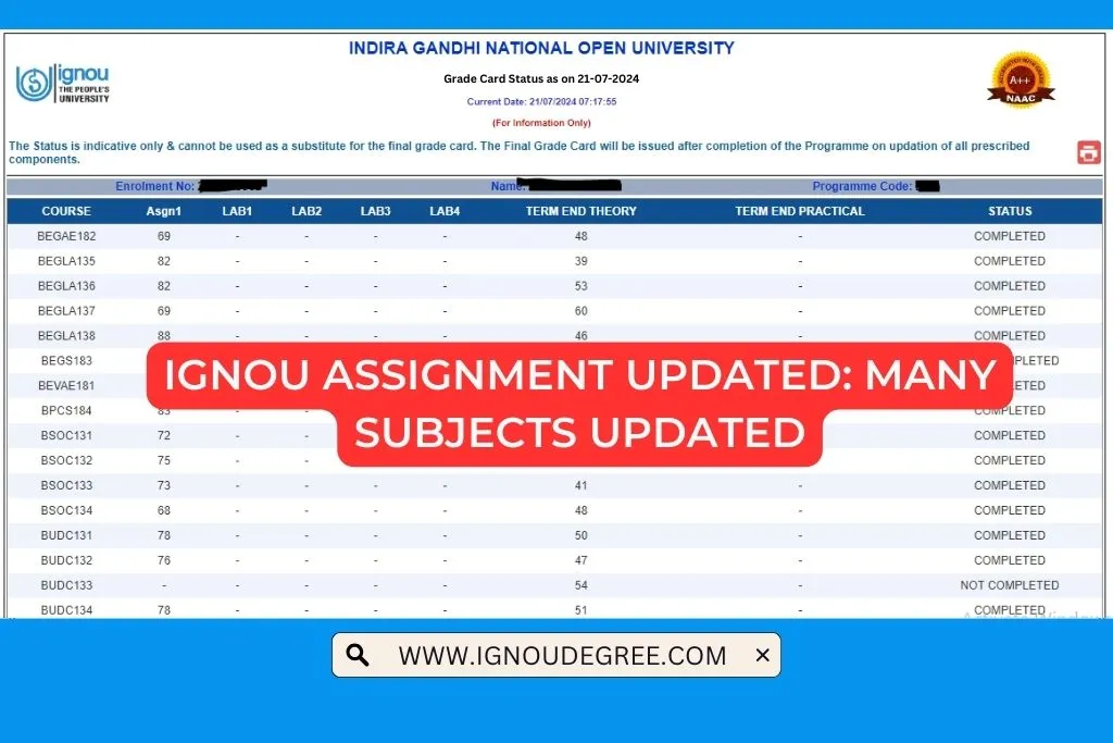 IGNOU Assignment Updated