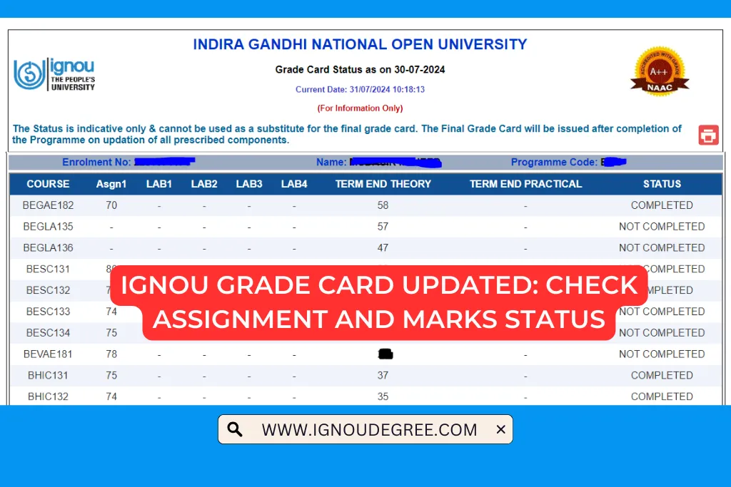 IGNOU Grade Card Updated