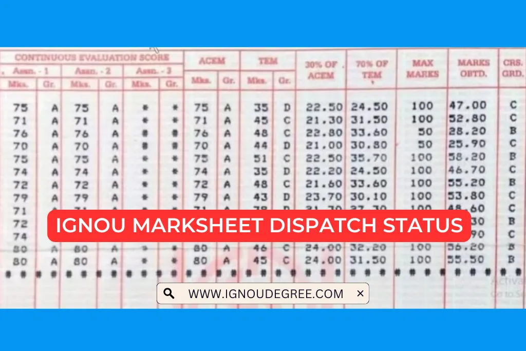 IGNOU Marksheet Dispatch Status