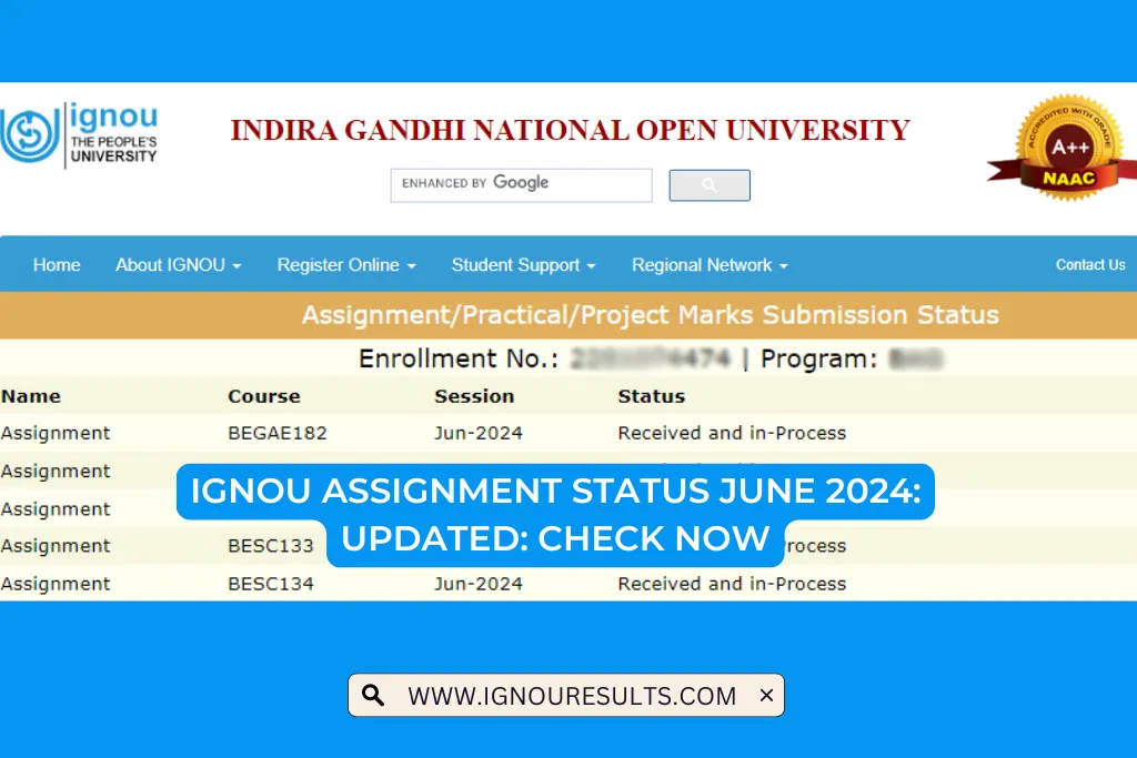 IGNOU Assignment Status June 2024 Updated Check Now IGNOU UPDATES