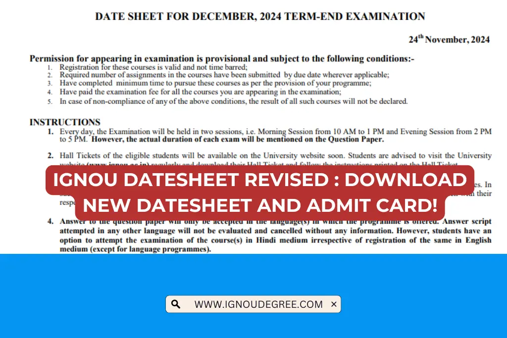 IGNOU Datesheet Revised